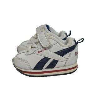 Vintage Reebok Classic Sneakers Platform Trainers White Red Blue Toddler Size 2